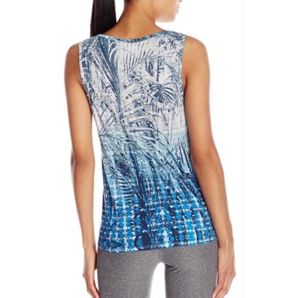 PINK LOTUS blue palm ombre print soft hi lo muscle tank NWT - Picture 2 of 4